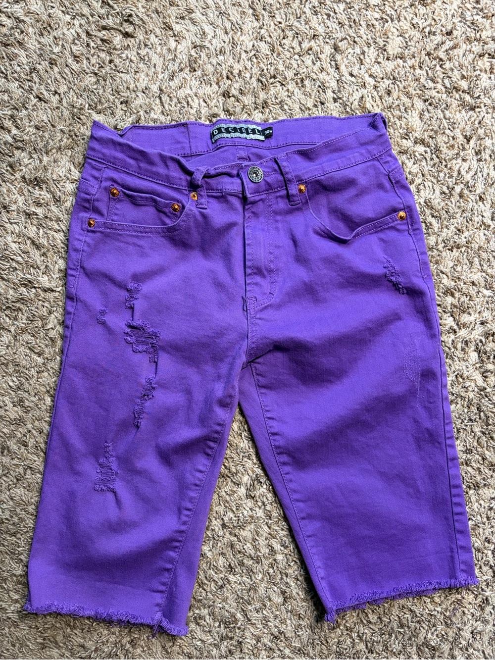 Men’s Decibel Purple Distressed Bermuda Shorts